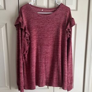 Women's Ruffled Sleeve Top - Maroon
